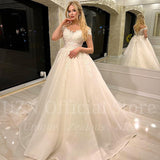 Elegant A-Line Wedding Dresses 2023 Off The Shoulder Appliques Bridal Gowns Boho Beach Evening Wedding Prom Gowns Plus Size