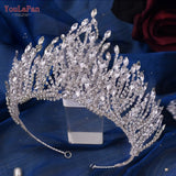 HP374 Golden Wedding Crown Crystal Bridal Tiara Women Headband Bride Hair Accessories Pageant Headdress Luxury Headwear