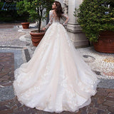 Wedding Dress Princess Lace Appliques Long Sleeve Ball Gown Vestido De Novia Sweep Train Bride Bridal свадебное платье