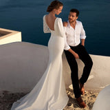 Elegant Mermaid Wedding Dresses Long Sleeve Square Neck Bridal Gowns Boho Beach Princess Evening Wedding Gowns Custom Size