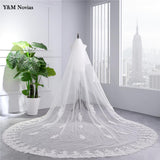 Luxury Lace Long Tulle Wedding Veils Two Layer With Comb White Ivory Bridal Veil for Bride Marriage Wedding Accessorie