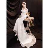 Light Wedding Dress Off The Shoulder Sexy Satin Memaid Wedding Dresses Big Butterfly Decoration Back Vestido De Noiva