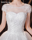 Ball Gown Sweetheart Off White Ivory Tulle Bridal Dress For Wedding Dresses with Sleeve 2023 Pearls Marriage Customer Made