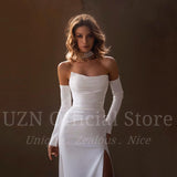 Elegant Mermaid Wedding Dresses 2023 Strapless High Split Bridal Gowns Boho Beach Princess Evening Wedding Gowns Custom Size