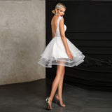 Spring Simple Short Wedding Dress For Women Charming Sleeveless Bacaless O-Neck Bridal Gowns Robe De Mariage Custom Made