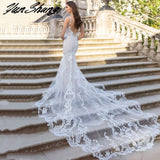 Sexy Mermaid Wedding Dress For Women 2023 Lave Appliques Sleeveless Bride Gown Backless Zipper Train Vestidos De Noiva