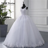 Video Spaghetti Straps White Ivory Tulle Bridal Ball Gown For Wedding Dresses New Luxury Pearls Marriage Customer Made