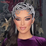 HP443 Bridal Headpiece Flower Bride Crown Wedding Hair Accessories Crystal Bridal Headdress for Pageant Party Headwear