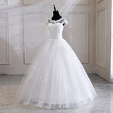 Video Cheap Luxury Pearls Ball Gowns O-Neck Off White Tulle Bridal Dress For Wedding Dresses with Sleeve Plus Size Custome