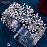 HP446 Bridal Tiaras Crystal Pearl Headband Wedding Headwear Bride Hair Accessories Women Headpiece Pageant Head Jewelry