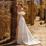 Elegant Mermaid Wedding Dresses Off The Shoulder Glitter Side Slit Bridal Gowns Boho Beach Evening Wedding Gowns Custom Size