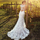 V-Neck Wedding Dress Mermaid For Bride Sexy Sleeveless Lace Bride Gown Buttons Pleats Illusion Back Vestido De Novia