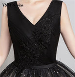 New Style Black Matching Fashion V-Neck Quinceanera Dress Graduation Dress With Sleeve Formal Performance Sequins Ball Gown