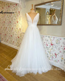 Pluning V Neck Pleat Boho Wedding Dress 2023 Summer Fairy Robe Civil Bridal Gowns Custom Made vestito da sposa