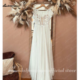 Lace Floral A Line Beach Wedding Dress 2023 Cap Sleeve Robe Civil mariage Boho Bridal Gown Vestidos de Noiva