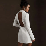 Elegant V-Neck Short Wedding Dress For Women 2023 Long Sleeves A-Line Backless Bridal Gown Simple Vestido De Novia