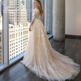 Detachable 2 In 1 Wedding Dress Pearls Mermaid Embroidered Lace On Net With V-neck Full Sleeve Button Gowns Robe De Marie