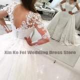 2023 Women's Sexy V-Neck Wedding Dresses Long Sleeve Lace Applique Bridal Gowns Long Robe Princess Beach Party Vestidos