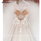 Lace Boho A Line Wedding Gowns Bridal V Neck Appliques 2023 robe de mariée suknia ślubna Spaghetti Straps Backless