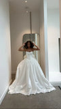 Simple Wedding Dress Ball Gown Strapless Satin White Wedding Dresses Bridal Gowns HZ1214