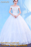Elegant Lace Vintage White Wedding Dresses Boat Neck Off The Shoulder Plus Size Ball Gown Robe de Cheap With Appliques