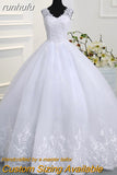 Novias Crystal Bead V neck Beautiful Lace Appliques Wedding Gown Embroidery Ivory Wedding Dress A line