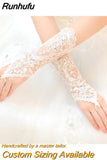 New Lace Bride Wedding Gloves High-end Hand Sewn Diamond Finger Wedding Gloves Wedding Accessories Mariage