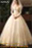 Spring White Ivory Champagne Wedding Dresses With Sleeve Illusion Long Appliques Lace Embroidery Ball Gowns vestido De Noiva