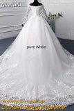 Neck White Full Sleeve Wedding Dresses Long Appliques Lace Embroidery Sweetheart Off the shoulder Vintage Bridal Ball Gowns