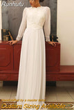 Elegant Muslim Boho Wedding Dress 2023 Long Sleeves High Neck Vintage Bridal Dress Lace Appliques Vestido De Noiva