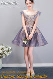 New Banquet Elegant Evening Dress Scoop Sequins Appliques Floor-length Long Prom Formal Gown Vestidos De Noche