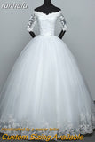 Sale Wedding Dress New Arrival Appliques Embroidery Lace Half Sleeve Sexy Boat Neck off shoulder Gown vestido de noiva