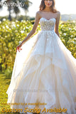Sweetheart A-Line Wedding Dress Lace Applique Sleeveless Tulle Bridal Gowns Vestido De Novia