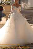 Wedding Dress Embroidered Lace On Net With Princess Ball Gown Elegant O-neck Sleeveless Bride Dress Lace Up Vestido De No