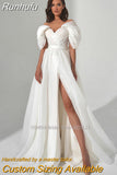 Sale Sweetheart A-Line Wedding Dresses Off the Shoulder Short Sleeves Bridal Gowns Plus Size Robe De Mariée