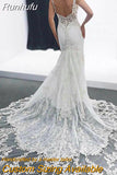 Beads Mermaid Wedding Dress V-Neck 2023 Sexy Spaghetti Straps Bride Dress Backles Tulle Long Train Vestido De Novia