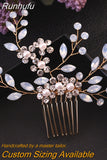 HP67 Golden Color Woman Comb Floral Bridal Headwear Wedding Hairpin Party Brides Hair Clips Headdresses Bridesmaid Gift
