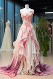 A-line One Shoulder Chiffon Long Prom Dress, Beautiful Evening Dress HZ1108