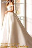 White A-Line Wedding Dresses Elegant Off The Shoulder Appliques Bridal Gowns Boho Beach Princess Wedding Gowns Custom Size