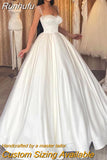 Dress Elegant Ladies Sweetheart Satin Wedding Dress Thin Double Strap Bridal Dress Floor Length 2023 Robe De Mariée فستان