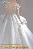 The Shoulder Luxury Shinning Wedding Dress 2023 Princess Beading Ball Gown Bride Dresses Vestido De Noiva