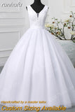 Novias Classic V Neck Sleeveless Wedding Dress 2023 Plus Size New A Line Ivory White Lace Romantic Bride Bridal Gown botton