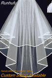 Layer Short Wedding Veil Simple Edge Cheap WhiteTulle Bride Velo With Comb Wedding Accessories Boda Velo de Novia 2023