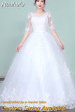 New Boat Neck Wedding Dress Sweep Brush Train Ball Gown Bridal Dress Lace Up Wedding Gowns Vestidos De Novia