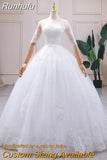 Dresses Hot Sale Elegant Princess Adjust Lace Three Quarter Sleeve Bridal Gowns Vestidos De Noiva Plus Size