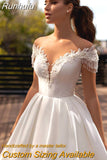 Wedding Dress Ladies V Neck A-Line Beaded Lace Appliqué Bridal Dress Illusion Backless Party Dress Long Train Vestidos