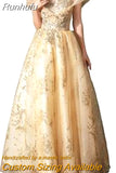 New Banquet Elegant Evening Dress Scoop Sequins Appliques Floor-length Long Prom Formal Gown Vestidos De Noche