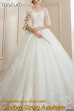 Ball Gowns Lace Embroidery Half Sleeve Fashion Classic V Neck Wedding Dresses Sequined Simple Vestido De Noiva plus size