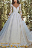 Ivory Wedding Dresses A Line Sexy V Long Sleeve Appliqued Lace Bride Gowns Robe De Mariee Boho 2023 Vestidos Novia 2023