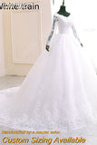 White Ivory Ball Gown Full Sleeve Vintage Wedding Dress 2023 Elegant LongLace Embroidery Appliques vestido De Noiva Bridal
